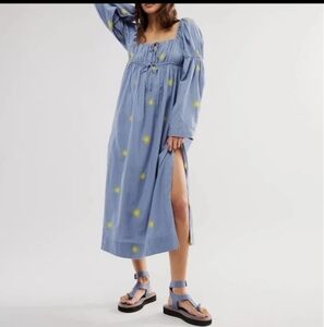 Free People Emory Embroidered Midi Dress